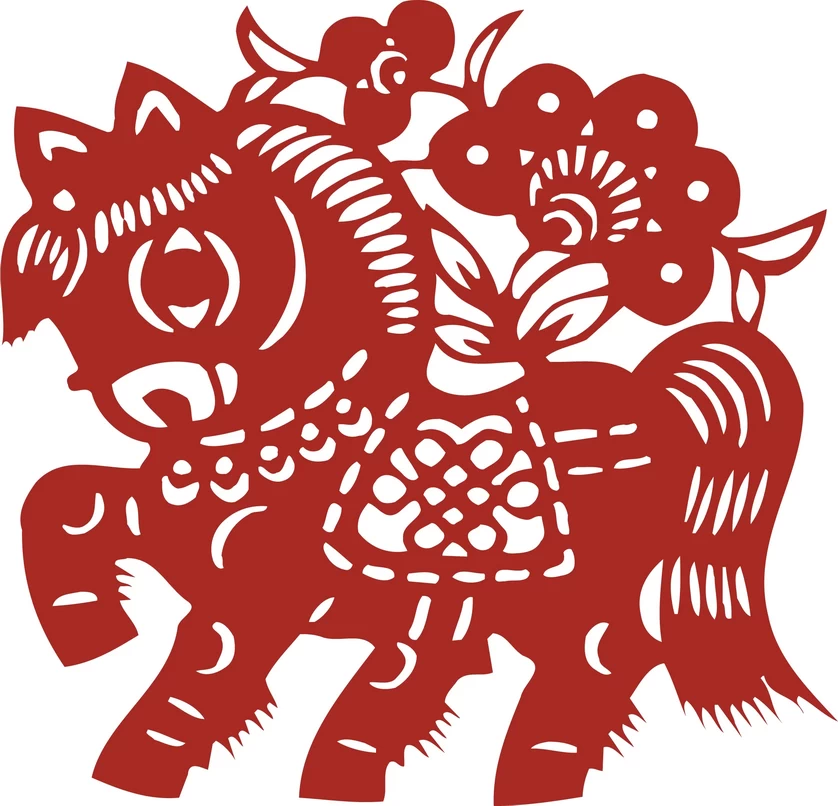 中国风中式传统喜庆民俗人物动物窗花剪纸插画边框AI矢量PNG素材【1523】